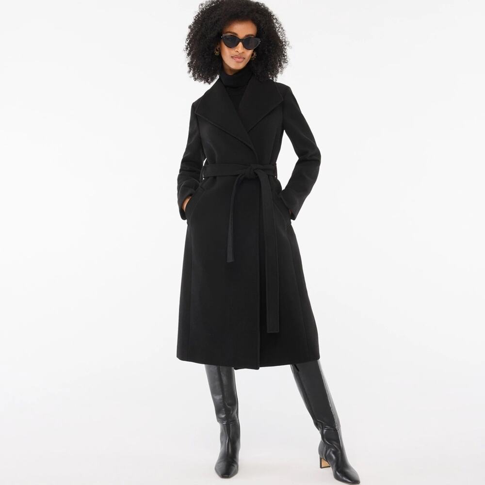 J. Crew Black Wrap Trench Coat